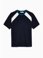 Topman Mens Navy Panel T-shirt