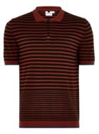 Topman Mens Brown Rust Short Sleeve Zipped Polo
