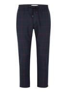 Topman Mens Blue Navy And Burgundy Check Joggers