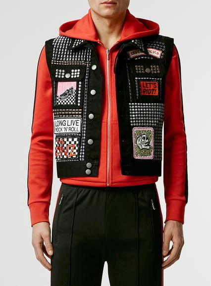 Topman Mens Topman Design Black Denim Sleeveless Jacket