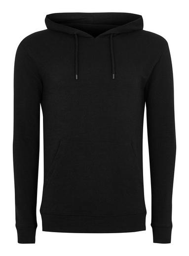 Topman Mens Black Muscle Fit Hoodie