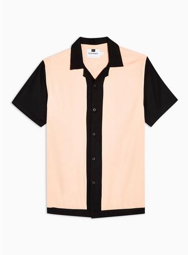 Topman Mens Pink And Black Bowling Revere Shirt