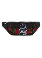 Topman Mens Black Rose And Snake Embroidered Cross Body Bag