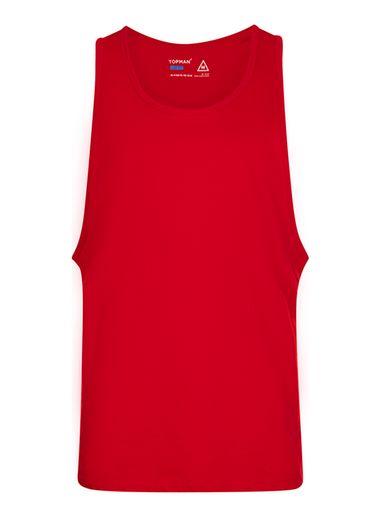 Topman Mens Red Slim Fit Tank
