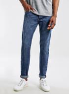 Topman Mens Blue Mid Wash Stretch Skinny Selvedge Jeans