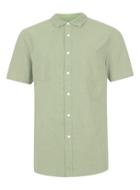 Topman Mens Washed Green Twill Short Sleeve Casual Shirt