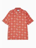 Topman Mens Orange Large Tile Slim Shirt