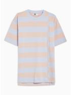 Topman Mens Pink And Blue Stripe T-shirt