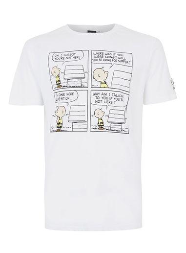 Topman Mens White Snoopy Charlie Print T-shirt