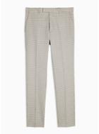 Topman Mens Grey Stone Mini Check Skinny Fit Suit Pants
