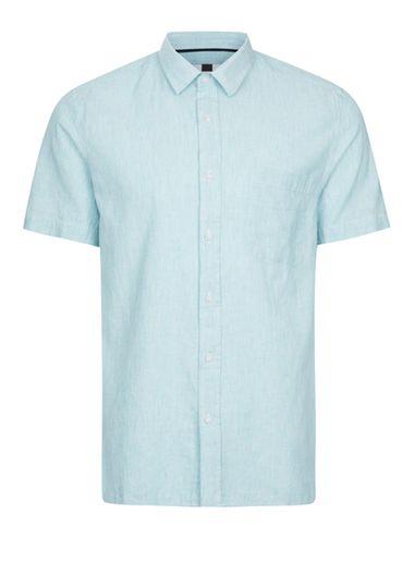 Topman Mens Blue Linen Mix Shirt