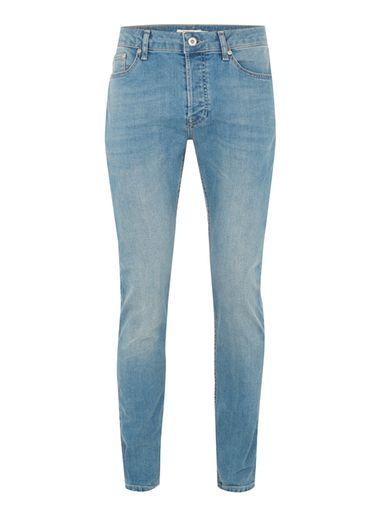 Topman Mens Blue Stone Wash Stretch Slim Jeans