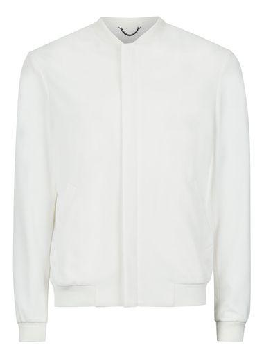 Topman Mens Cream Off White Wool Formal Bomber Jacket