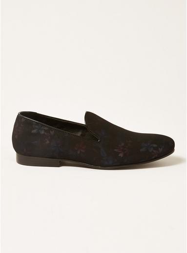 Topman Mens Black Duke Floral Loafers