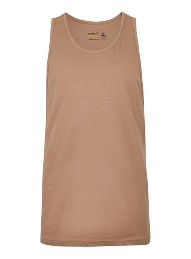 Topman Mens Brown Stucco Muscle Fit Tank