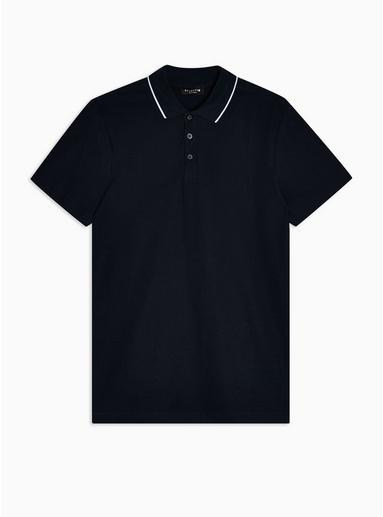 Selected Homme Mens Selected Homme Navy And White Tipped Organic Cotton Polo