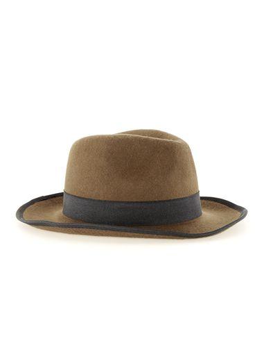 Topman Mens Green Khaki Wool Puritan Hat