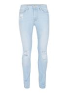 Topman Mens Light Wash Blue Extreme Ripped Spray On Skinny Jeans