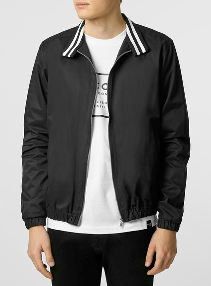 Topman Mens Black Stripe Harrington Jacket
