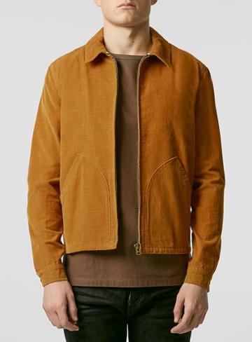 Topman Mens Ltd Brown Cord Harrington Jacket