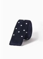 Topman Mens Navy Polka Dot Knitted Tie