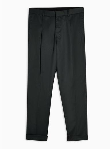 Topman Mens Green Pleated Trousers