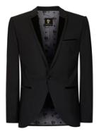 Topman Mens Noose & Monkey Black Contrast Velvet Suit Jacket