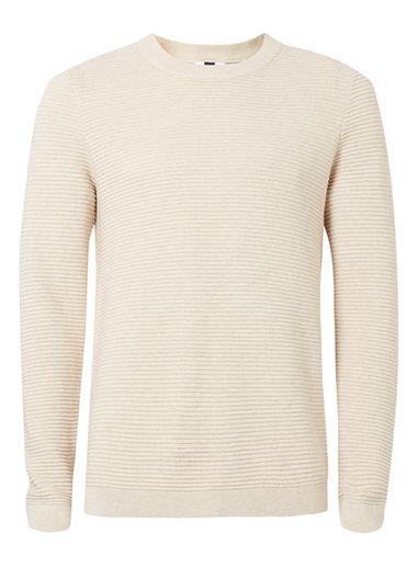 Topman Mens Stone Ripple Stitch Slim Fit Sweater