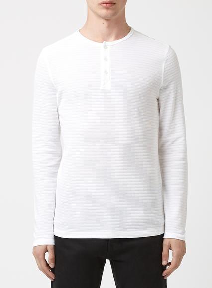 Topman Mens White Grandad Long Sleeve T-shirt