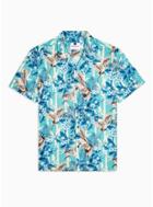 Topman Mens Blue Crane Floral Print Revere Shirt