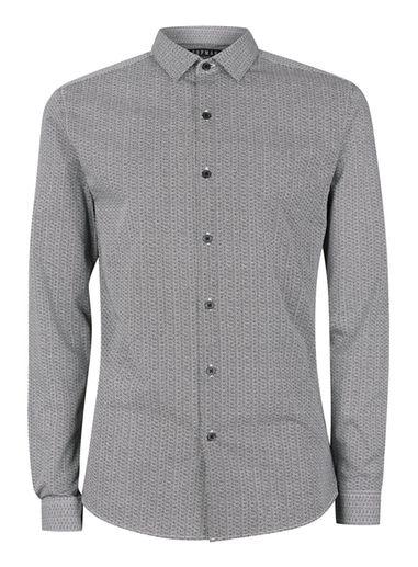 Topman Mens White And Black Geo Print Casual Shirt