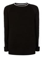 Topman Mens Black And White Ripple Textured Sweater