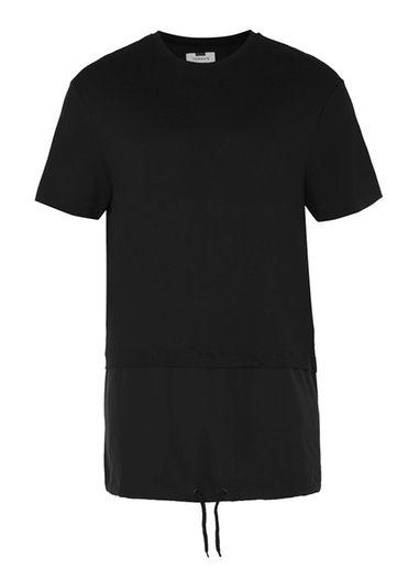 Topman Mens White Black Panel Longline T-shirt