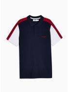 Topman Mens Navy And Burgundy Panelled Polo