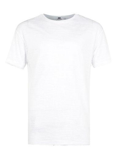 Topman Mens White Mesh Overlay T-shirt