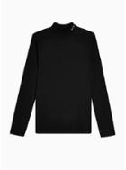 Topman Mens Black Gray Embroidered Turtle Neck T-shirt