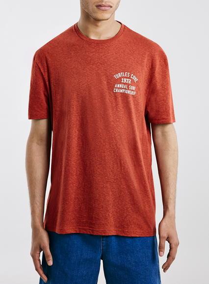 Topman Mens Red Ltd Montauk Surf Turtle Cove T-shirt