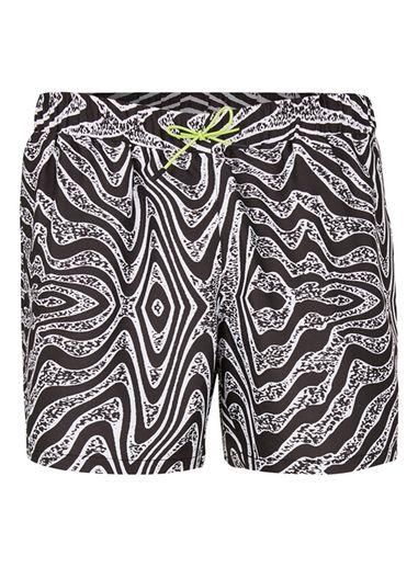 Topman Mens Black And White Distortion Print Swim Shorts