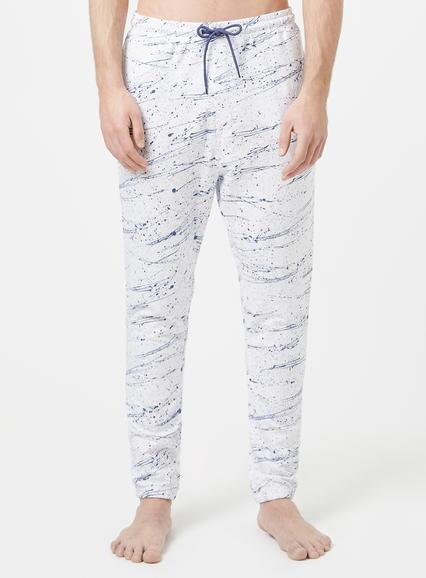 Topman Mens Cream Off White And Purple Paint Splat Joggers