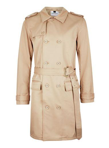 Topman Mens Brown Stone Fleece Lined Mac