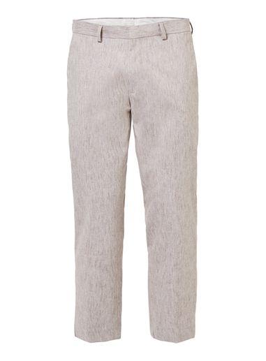 Topman Mens Light Brown Crosshatch Cropped Dress Pants