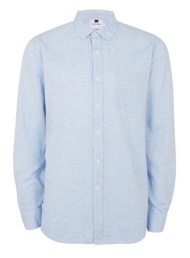 Topman Mens Light Blue Textured Casual Shirt