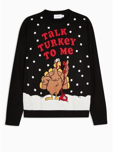 Topman Mens Multi Holiday Talk Turkey To Me Sweater