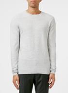 Topman Mens Beige Premium Stone Ribbed Crew Neck Sweater