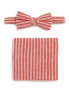 Topman Mens Red Stripe Chambray Bow Tie And Pocket Square Set