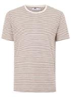 Topman Mens White Mauve Linen Stripe T-shirt