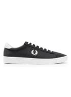 Topman Mens Fred Perry Black Canvas And Leather Sneakers