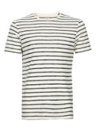 Topman Mens Blue Selected Homme Off White And Navy Stripe T-shirt