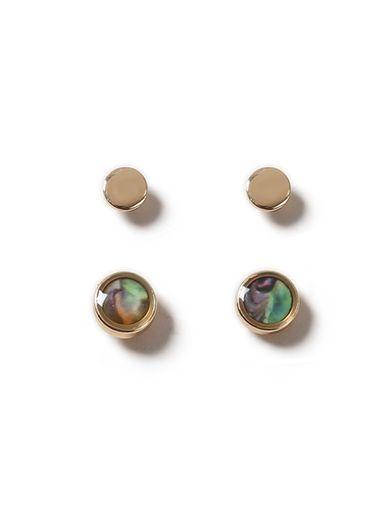 Topman Mens Multi Gold Look And Marble Effect Stud Earrings 2 Pack*
