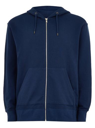 Topman Mens Blue Navy Zip Through Hoodie